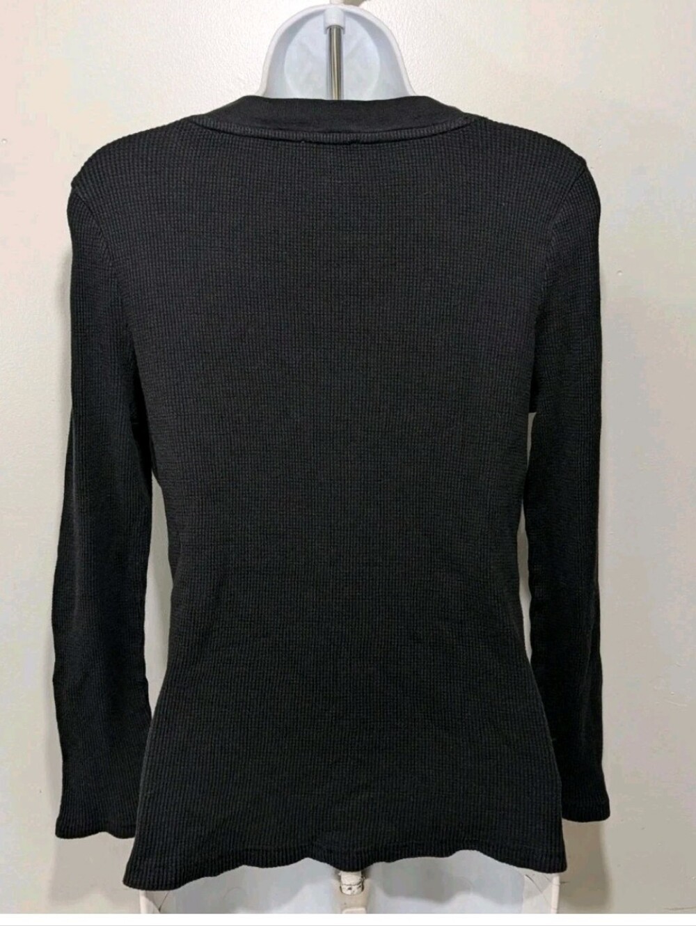 Sundance Waffle Knit Thermal Shirt Top Black L Outdoor Country Cowgirl #585 - Picture 6 of 7